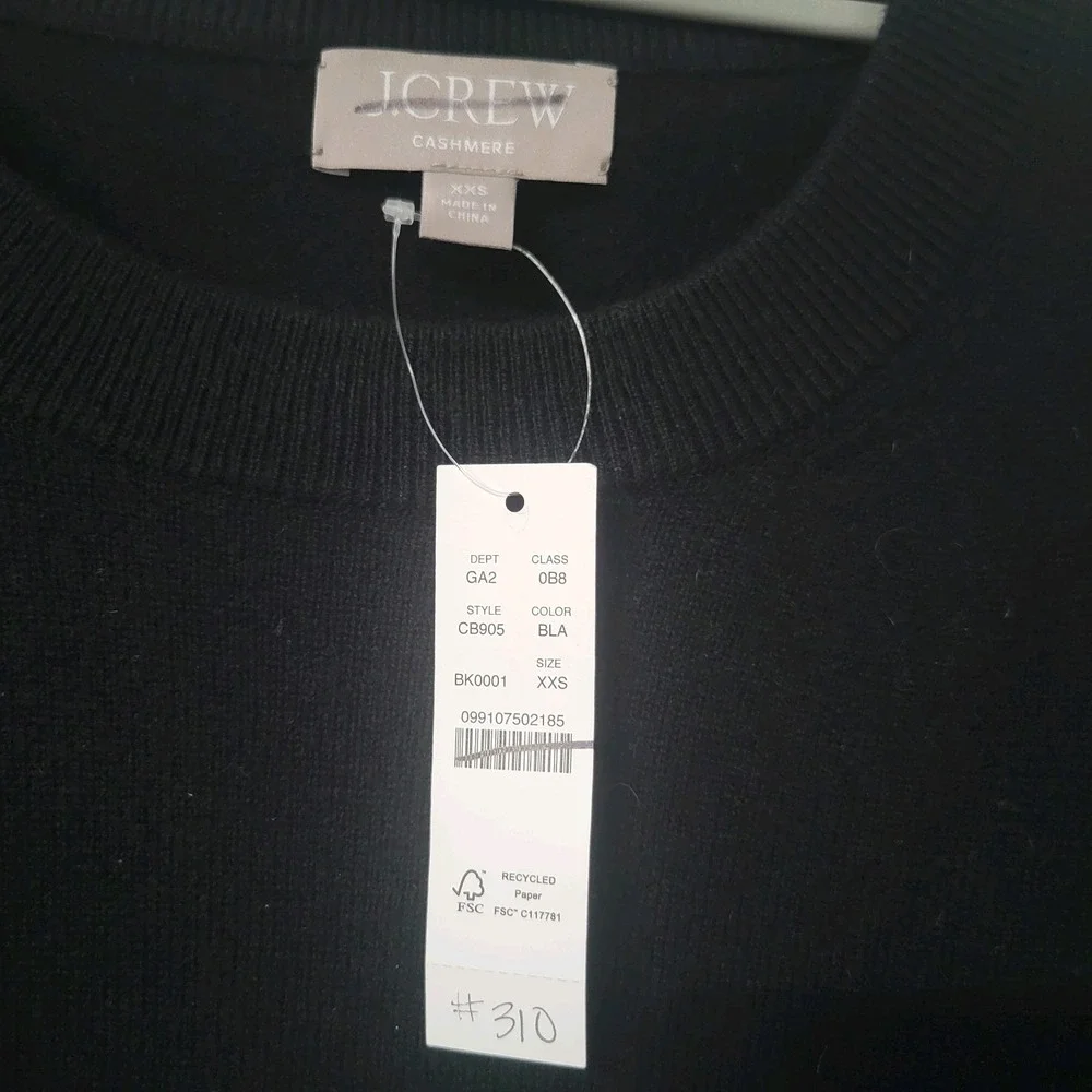 J.Crew 100% Cashmere Relaxed Crewneck Sweater Women's Size‎ XXS Black NWT - Picture 6 of 6